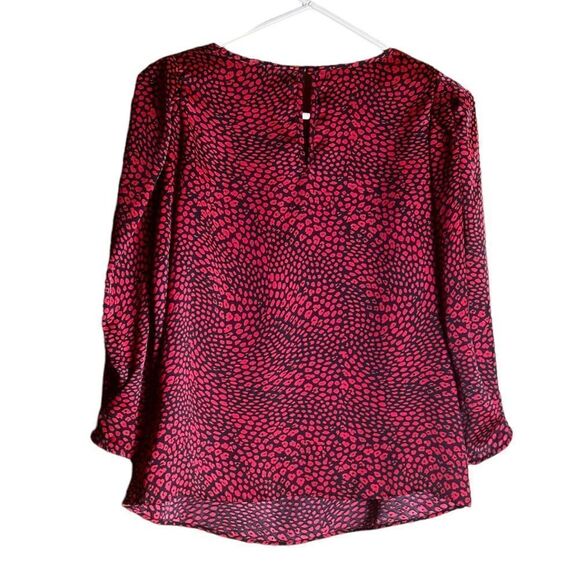 Banana Republic Pleated Volume Sleeve Red and Black Long Sleeve Top Size S ▫️ - Picture 2 of 8